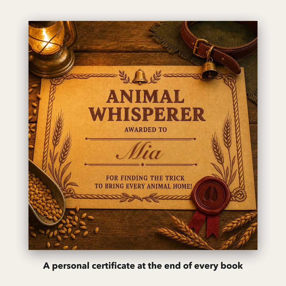 Your Child Saves the Farm – A personal certificate at the end of the book