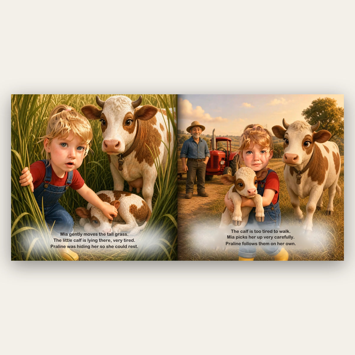 Your Child Saves the Farm – Inside the book: your child's name and face in the story