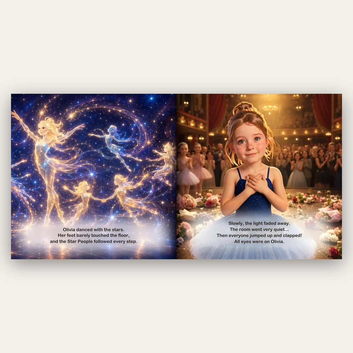 Your Child the Star of the Show – Inside the book: your child's name and face in the story