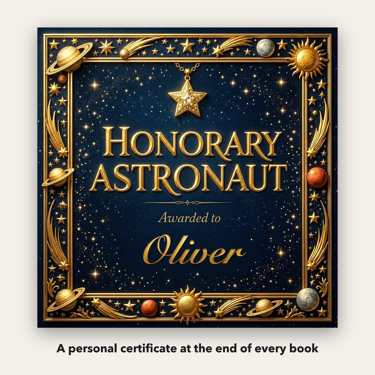 Your Child Goes to Space – A personal certificate at the end of the book