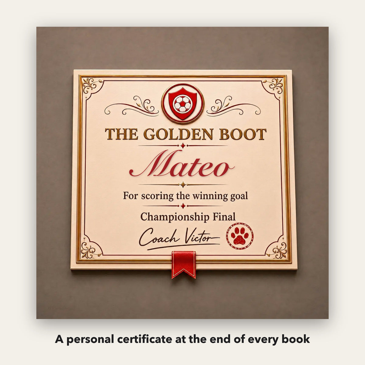 Your Child the Soccer Star – A personal certificate at the end of the book