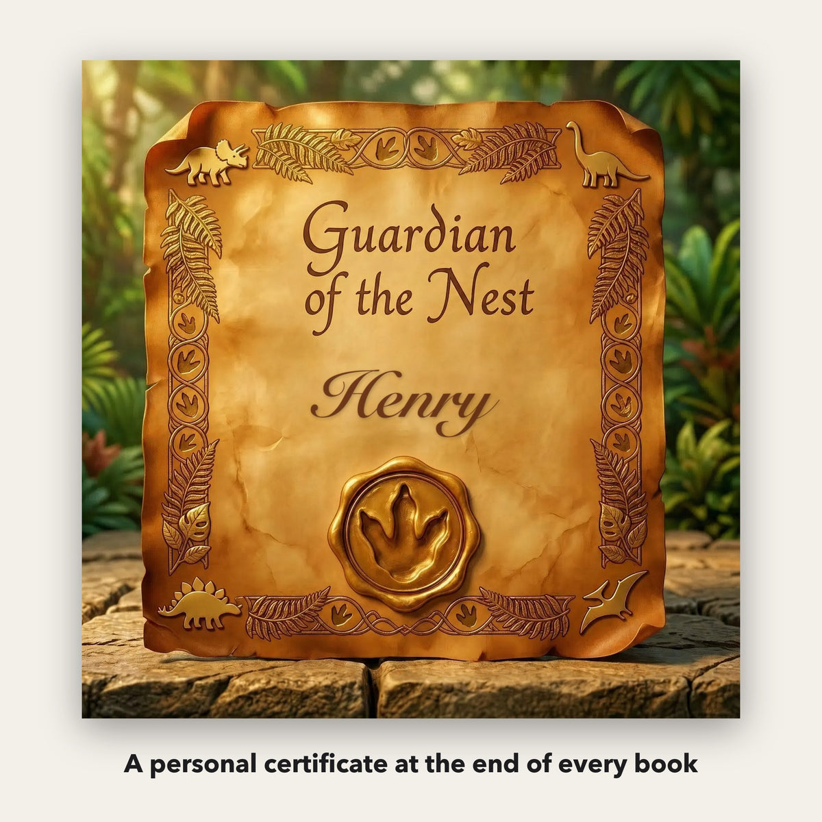 Your Child and the Dinosaur Egg – A personal certificate at the end of the book