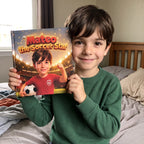 Your Child the Soccer Star – A child smiling with their personalized book