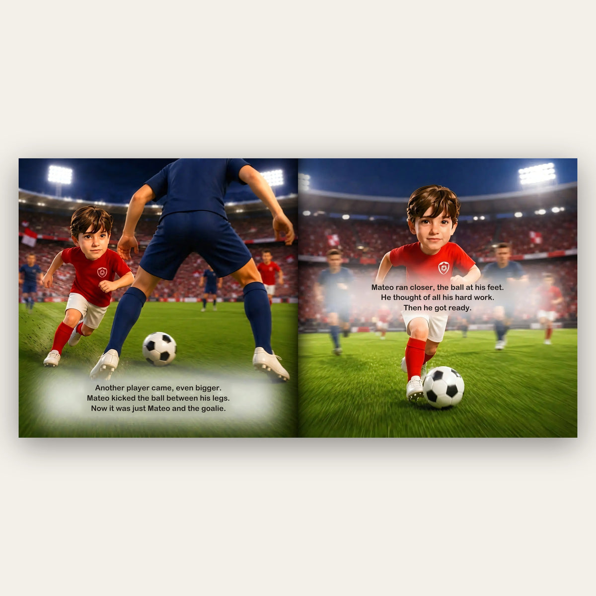 Your Child the Soccer Star – Inside the book: your child's name and face in the story